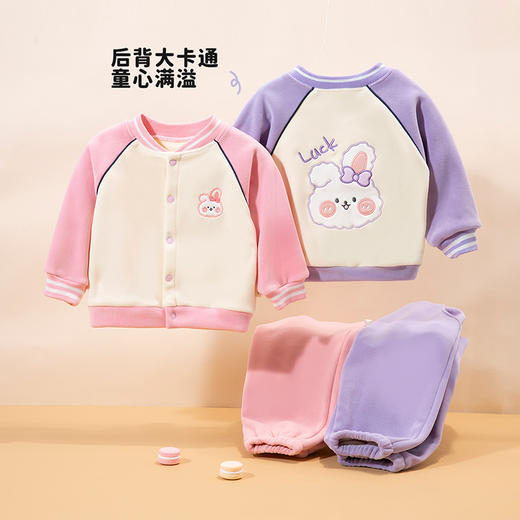 贝贝怡童装女童加绒保暖套装秋冬外套长裤两件新款奥粒绒儿童冬装ZB3DT056 商品图4