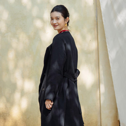 绽放546朵/冬季加厚帅气廓形搭配*双排扣围巾白鹅绒长款风衣 商品图1