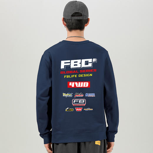 自由基地越野风格设计logo阵风图案印花新款男士长袖套头毛圈卫衣 NMT-2190 商品图1