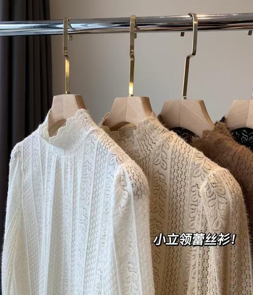 名媛美半高领花瓣打底衫 小灯笼荷叶袖美妙衫 商品图11