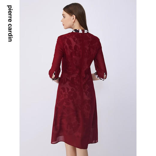 皮尔卡丹女装夏季新款通勤淑女修身双色连衣裙C32DL018
 商品图3