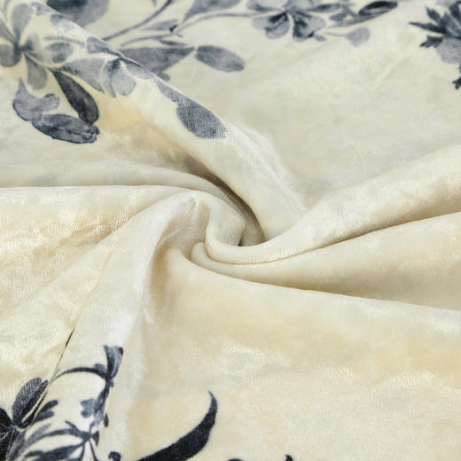 PH808斯尔丽24新款改良版镶嵌珍珠拼丝绒印花气质高雅长袖丝绒连衣裙 商品图5