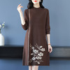 CC-16-9205秋冬洋气中长款过膝宽松针织打底衫女士大码遮肚子印花连衣裙 商品缩略图1