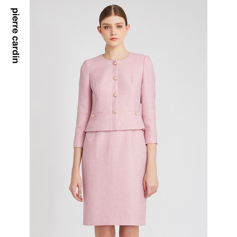 皮尔卡丹女装连衣裙秋季圆领假两件通勤职业直筒裙P2310E2886F0
