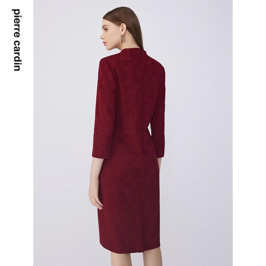 皮尔卡丹女装连衣裙醋酸旗袍领修身端庄场合宴会A字裙P0315DL05T3 商品图3