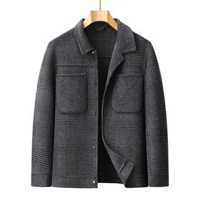 【新款DPX】大依优型翻领双面呢羊毛呢外套夹克男宽松加肥加大码上衣胖子休闲潮流