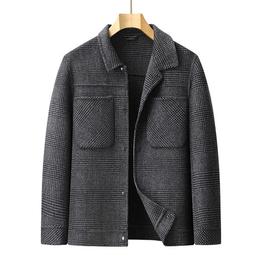 【新款DPX】大依优型翻领双面呢羊毛呢外套夹克男宽松加肥加大码上衣胖子休闲潮流 商品图0