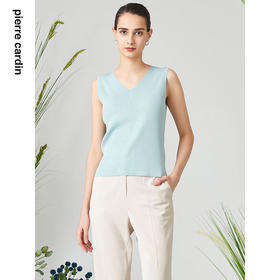 皮尔卡丹女装针织衫绿色无袖背心百搭打底衫内搭P3199K3165G1
