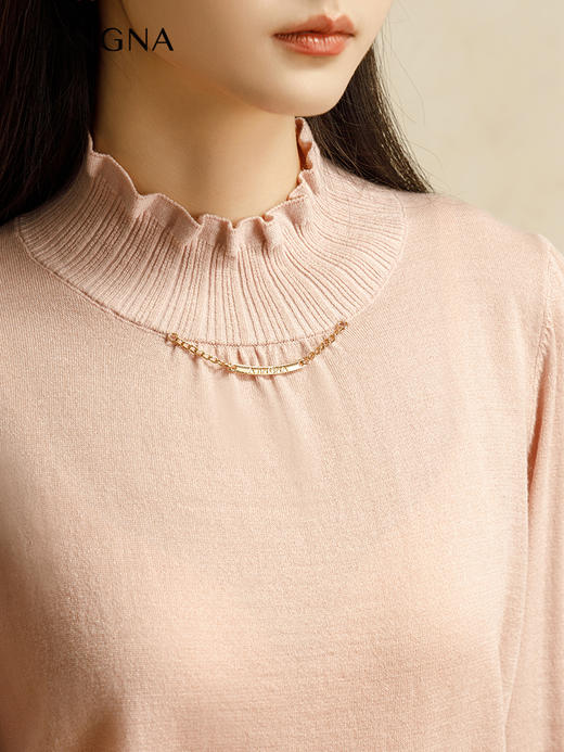 【商场同款】阿菁娜冬季新款半高花边领温暖毛衫A30Q301026 商品图3