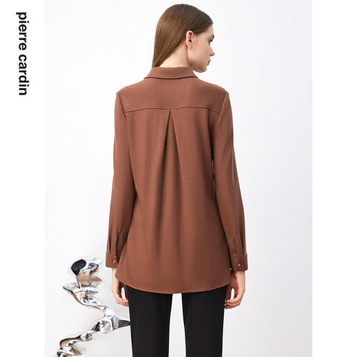 皮尔卡丹女装衬衫咖色干练气质时尚法式浪漫长袖衫P3411B3973K0
 商品图2