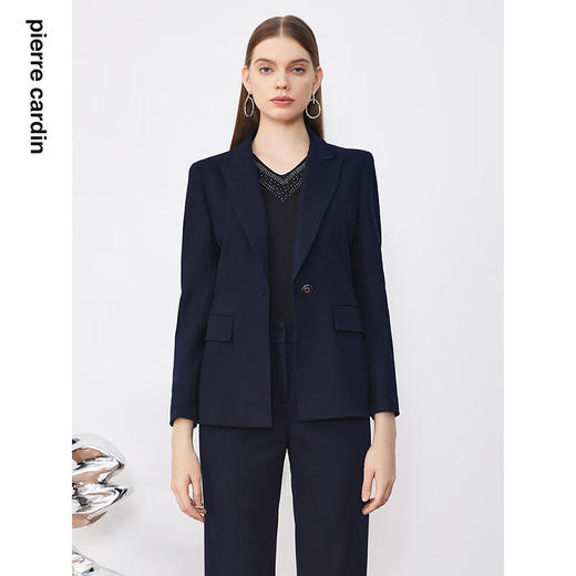 皮尔卡丹女装西装秋季新款宽松一粒扣羊毛西装外套P3358U3983N0
 商品图0