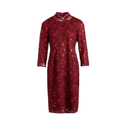 皮尔卡丹女装秋季新款浪漫蕾丝中式旗袍连衣裙P1410E1822R0
 商品图4