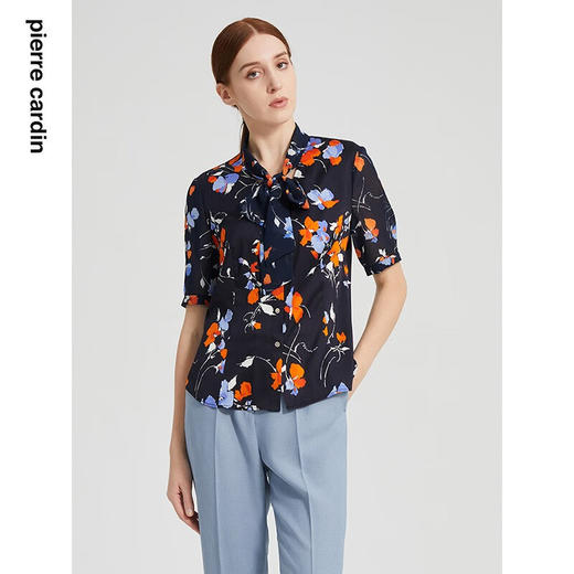 皮尔卡丹女装夏季新款时尚复古印花桑蚕丝衬衫P2224A2016N3
 商品图2