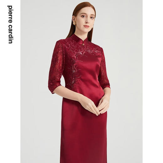 皮尔卡丹女装春季新款端庄淑女优雅修身连衣裙P2142E2108D0 商品图2