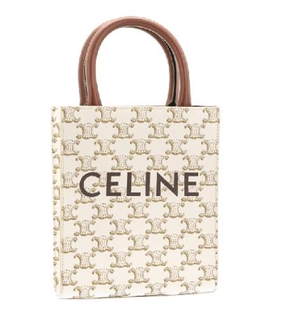 CELINE赛琳 Cabas 经典满印老花竖款手袋人造革风琴包琴谱包托特包Tote包购物袋手提单肩斜挎包 迷你女款 糖果色/白色 商品图0