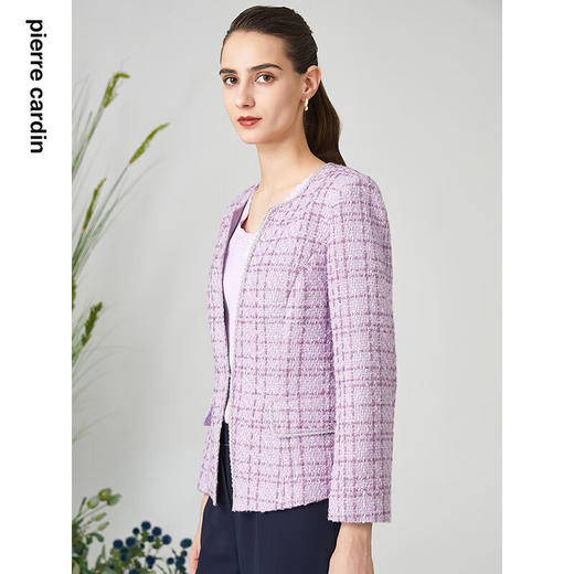 皮尔卡丹女装短外套时尚淑女小香风通勤修身上衣外套P3113U3058Z0
 商品图3