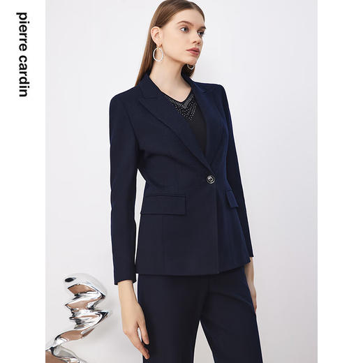 皮尔卡丹女装西装秋季新款宽松一粒扣羊毛西装外套P3358U3983N0
 商品图3