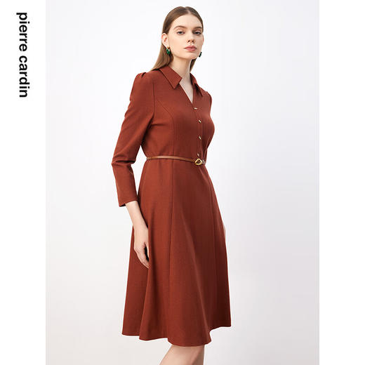 皮尔卡丹女装连衣裙轻商务修身知性通勤长袖连衣裙P3410E3854T0 商品图3