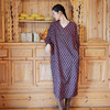 绽放旅行女装783朵/秋冬亚麻棉磨毛印花民族风V领叠穿长袖连衣裙 商品缩略图0