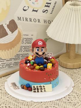马里奥公仔主题蛋糕