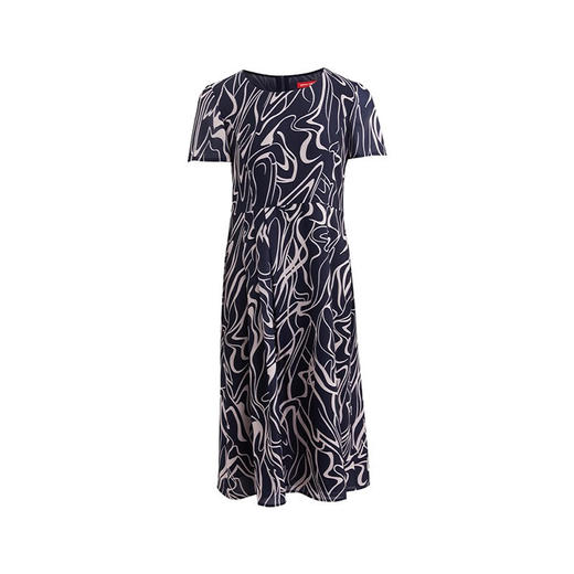 皮尔卡丹女装连衣裙印花短袖圆领气质通勤百搭A字裙P2233D2137N3
 商品图4