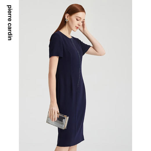 皮尔卡丹女装连衣裙法式高级感三醋酸短袖通勤裙子P2221D2095L0
 商品图2