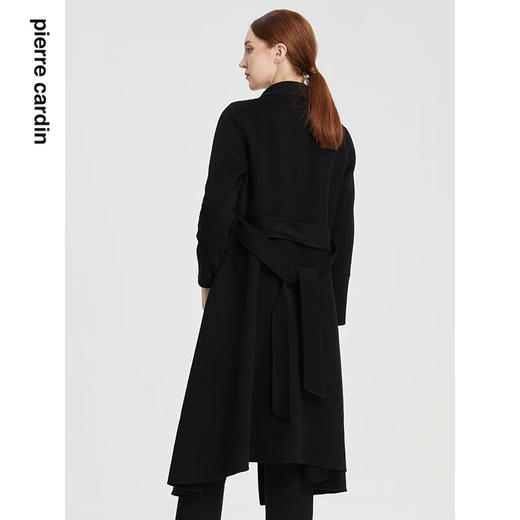 皮尔卡丹女装毛呢外套秋冬高级感驼色长款系带收腰大衣P1487C1931
 商品图5