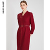 皮尔卡丹女装连衣裙红色七分袖修身羊毛场合一步裙P2318E2922T2 商品缩略图2