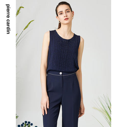 皮尔卡丹女装针织衫提花无袖圆领通勤百搭打底衫内搭P3199K3161N0
 商品图1