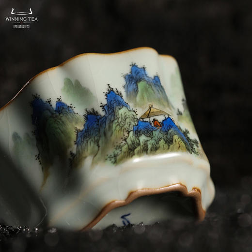 问鼎汝瓷鼎峰系列天青簪花杯（山水）（缺货） 商品图3