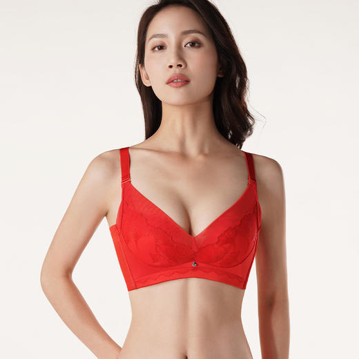 都市丽人调整型B杯树脂胶圈内衣轻塑刺绣中厚塑身文胸LJ14Q9 商品图0