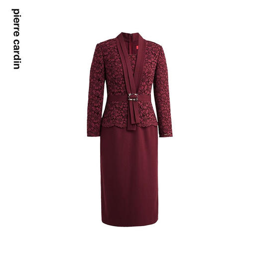 皮尔卡丹女装秋新款简约通勤修身淑女连衣裙P2318E2873T0
 商品图4