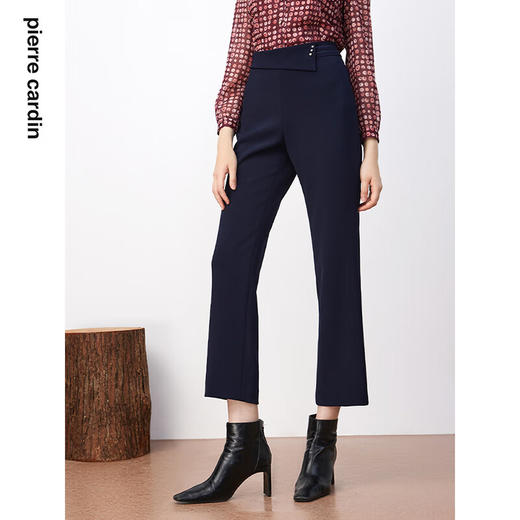 皮尔卡丹女装裤子休闲裤藏蓝色高腰显瘦长腿裤直筒裤P3326T3983N0
 商品图4