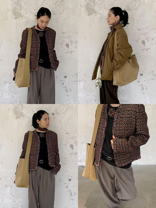 HIDEMI 【辛芷蕾同款】进口麂皮宽肩带可拆卸子母内袋式长肩带多种背法tote托特系列水桶包 小号/大号 芝麻色/深咖啡 商品图2