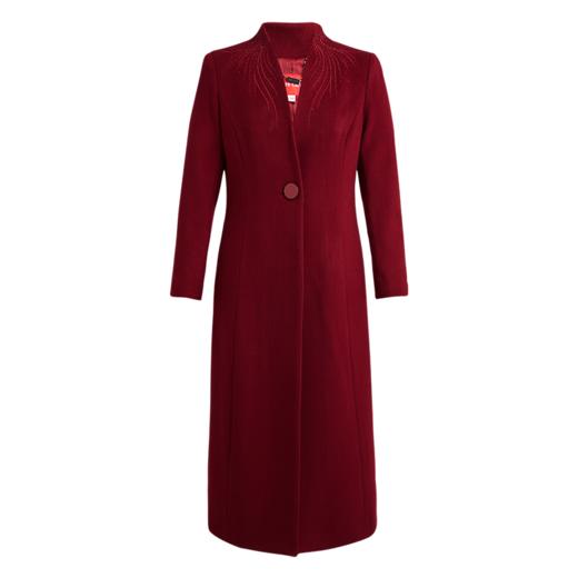 皮尔卡丹女装毛呢外套气质高个子长款安哥拉红大衣P2414C2963T0 商品图5
