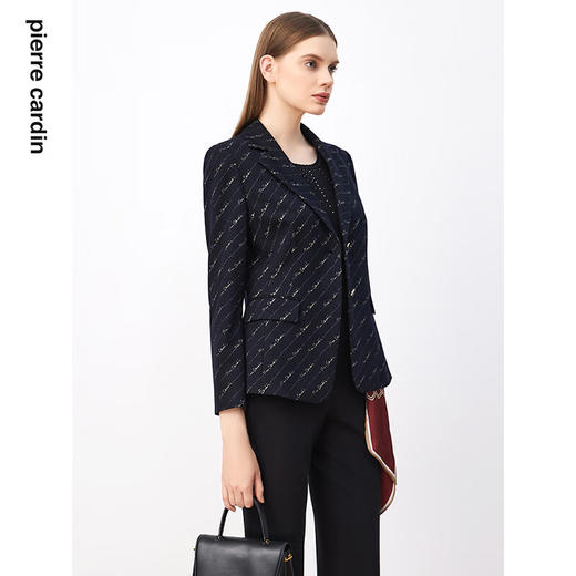 皮尔卡丹女装西装羊毛复古花色时尚通勤干练西服外套P3430U3966N0
 商品图1