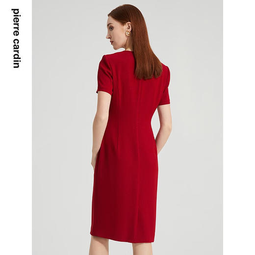 皮尔卡丹女装时尚烫钻圆领显瘦通勤简约礼服连衣裙P2221D2095R0 商品图3