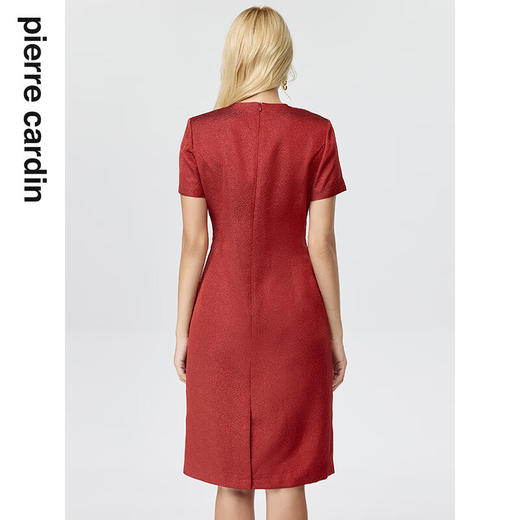 皮尔卡丹女装连衣裙夏季红色短袖蓝色印花法式复古裙P3218D3126X0
 商品图2