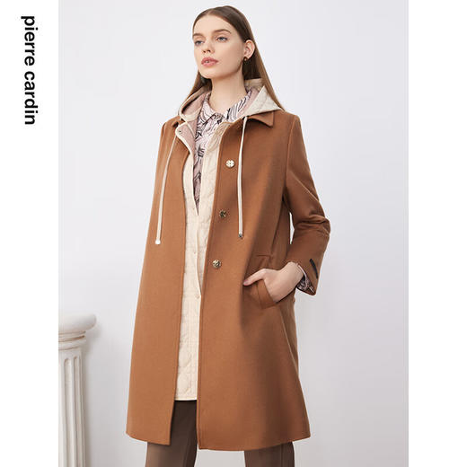 皮尔卡丹女装毛呢外套高原山羊绒爆款廓形双面呢大衣P3414C3979M0
 商品图0