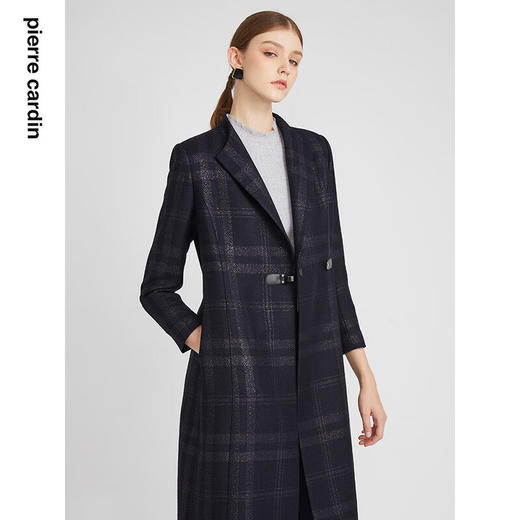 皮尔卡丹女装毛呢外套冬高级感大翻领苏格兰格纹大衣P2417C2995N3
 商品图2