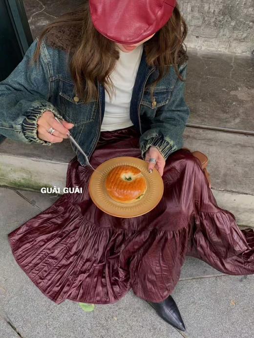 开年大促【半身裙】（NO退）2513复古洋气设计感褶皱蛋糕裙半身裙-喜出 商品图3