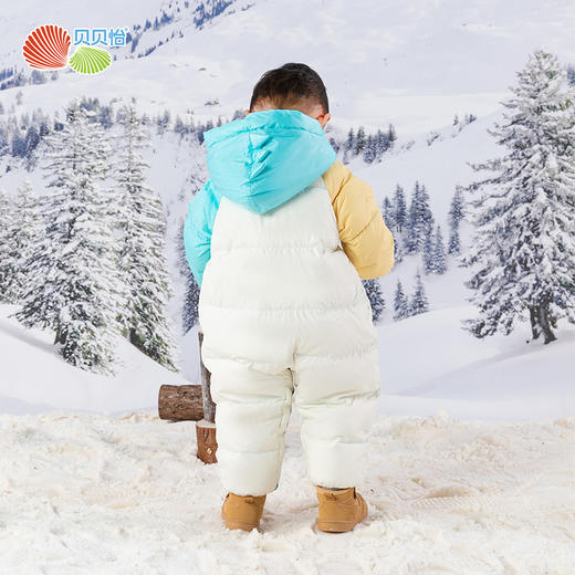 贝贝怡婴幼儿羽绒连体衣冬季新款女宝宝三防鸭绒外出抱衣爬服冬装ZB4DL007 商品图6