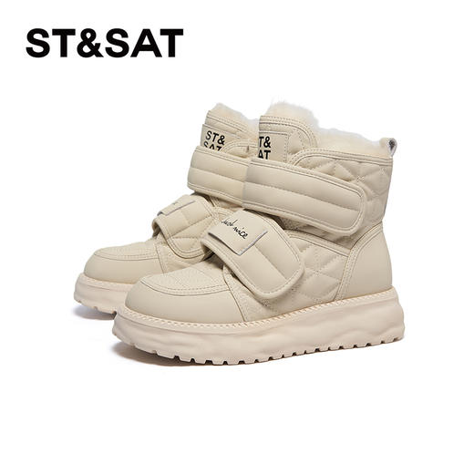 星期六时尚魔术贴保暖厚绒雪地靴SSC411A1CQ 商品图6