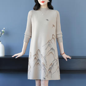 CC-16-9210时尚提花连衣裙秋冬季新款女士打底衫套头洋气减龄紫色上衣针织毛