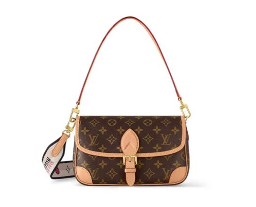 LOUIS VUITTON Diane PM 经典老花 帆布涂层 腋下包法棍包手提斜挎单肩包 小号  女款 棕色（缺帆布肩带） 商品图0