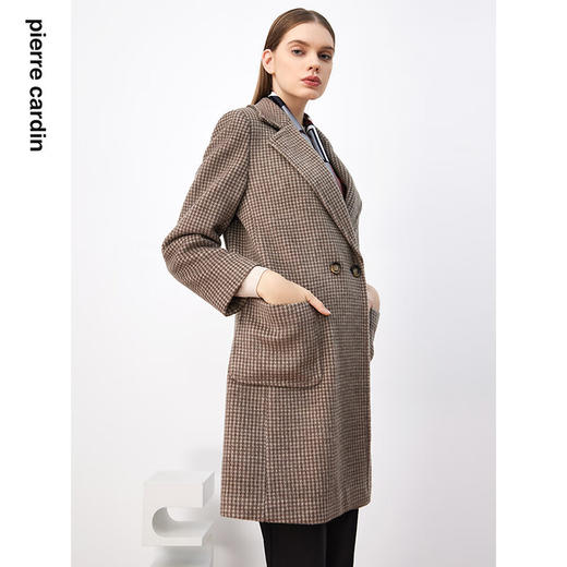 皮尔卡丹女装大衣英伦千鸟格时尚通勤羊毛大衣P3467C3901K3
 商品图4