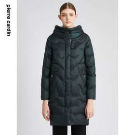 皮尔卡丹女装羽绒服中长款连帽白鸭绒保暖通勤外套P2493Y2405G2
