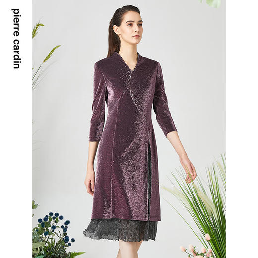 皮尔卡丹女装春季新款高端宴会礼服紫色连衣裙P3141E3034Z0
 商品图1