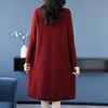 CC-16-9207秋冬过膝连衣裙子女大码妈妈中长款打底上衣宽松遮肚子针织衫 商品缩略图3