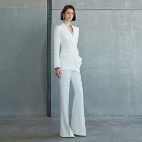 IWY/白色西装外套女高级感醋酸缎面新中式国风西服套装主持正装CP2078
